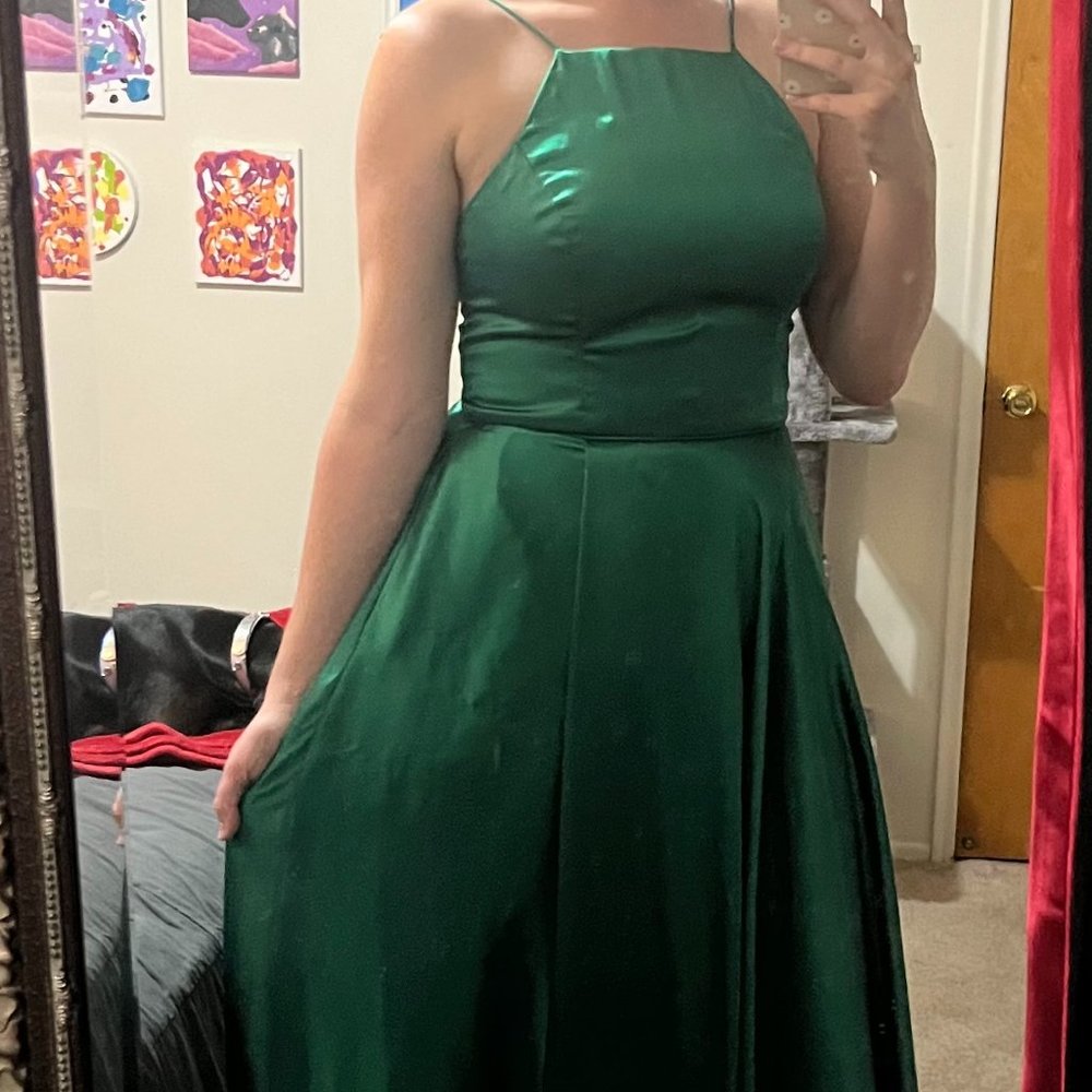 Betsy & Adam Green Satin Gown